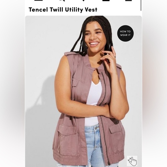 NWT Torrid Tencel Twill Utility Vest Twilight Mauve o large 12 - Picture 1 of 8